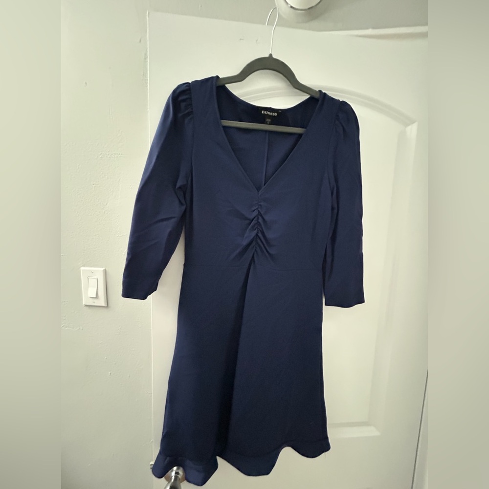 Express Deep Blue Long Sleeve Dress